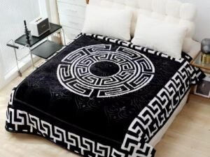 M6K Heavy Blanket Soft Material 2Ply Thick Warm Winter Blanket Greek & Flower Design, 200x240