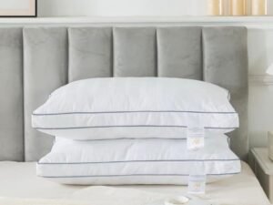 Pack of Two Premium Egyptian Cotton Box Pillow Series-3000 Deep filled Quality Pillow for Back Stomach and Side Sleepers Breathable & Washable Dead end Quality